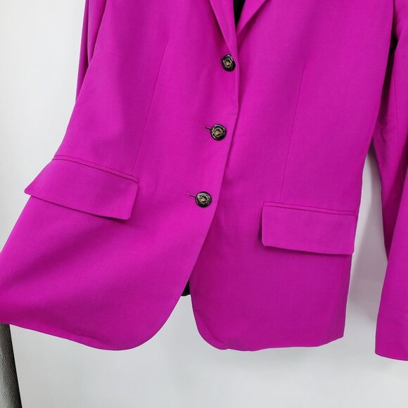 Lauren Ralph Lauren Fuchsia Fox Head Button Equestrian Preppy Button Blazer 4 - Picture 8 of 10